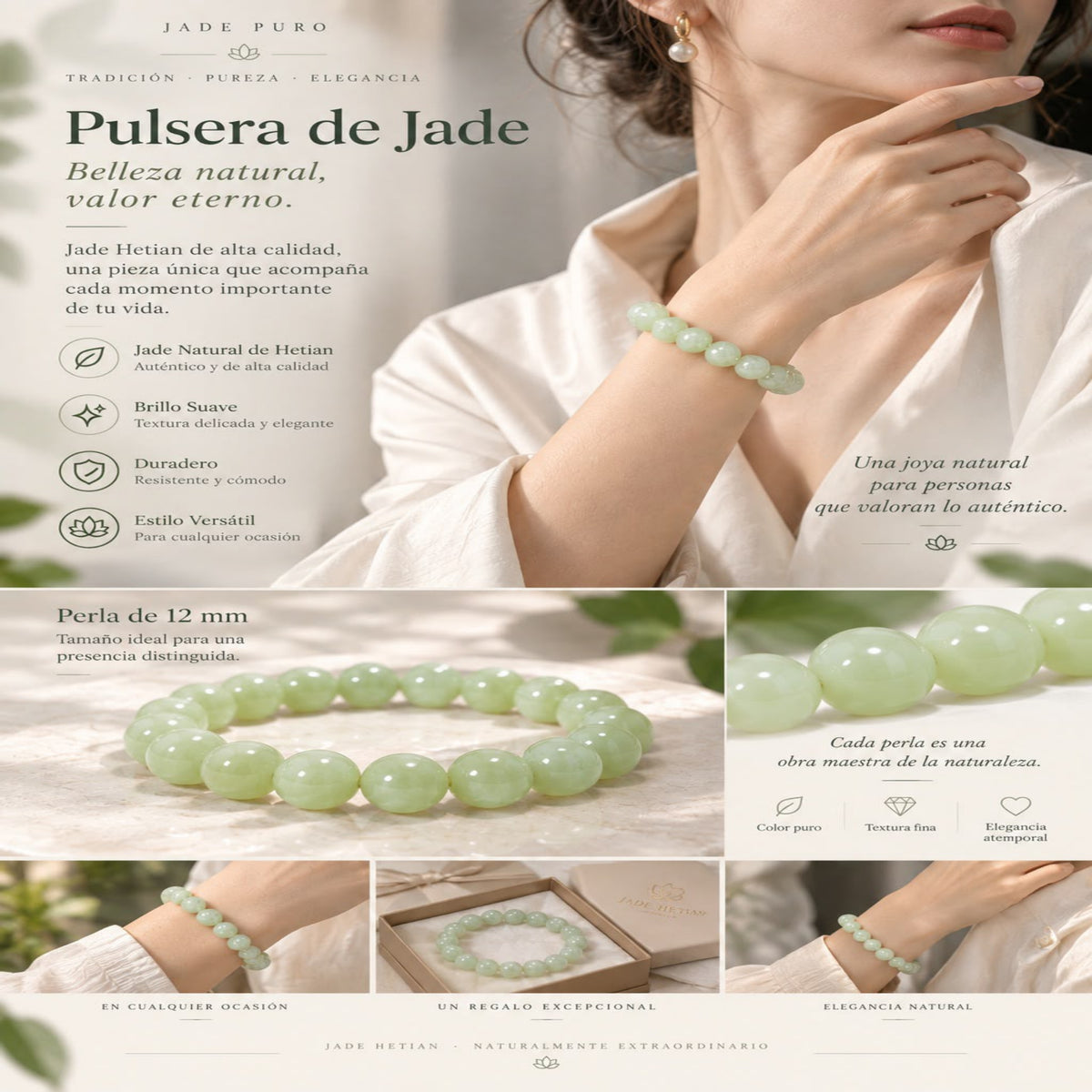CosmoGem™ Pulsera de Jade Natural Premium